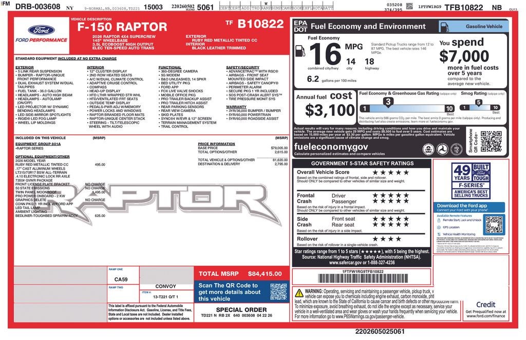 2026 Ford F-150 Raptor