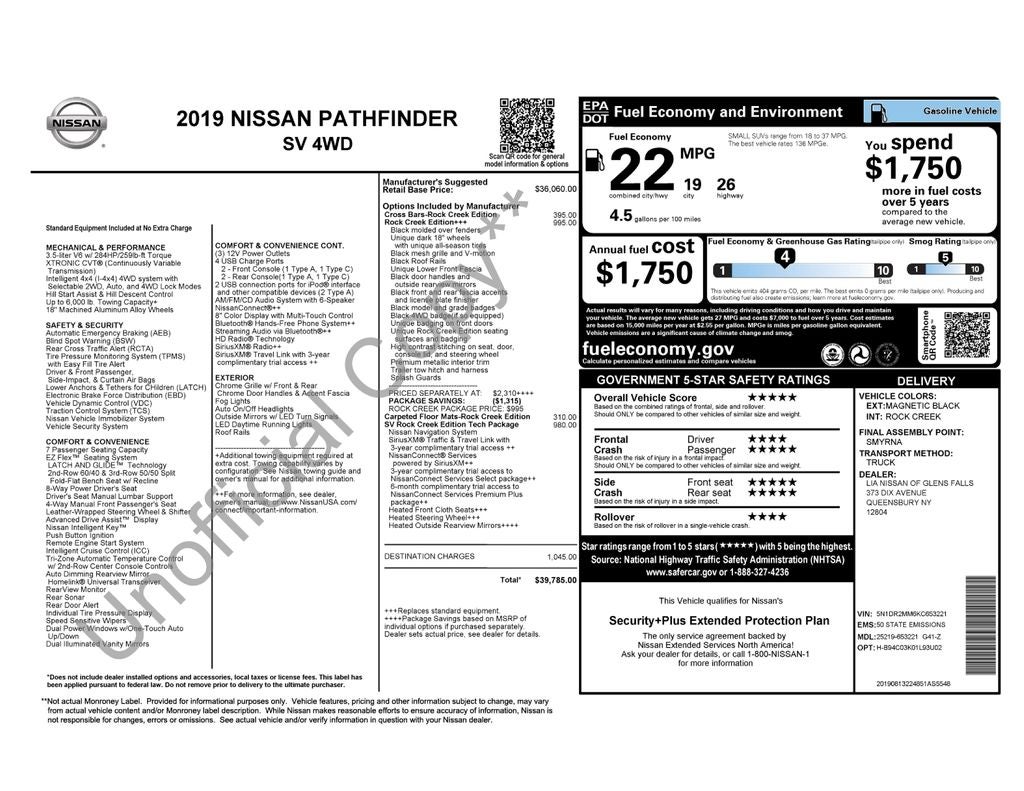 2019 Nissan Pathfinder SV Rock Creek