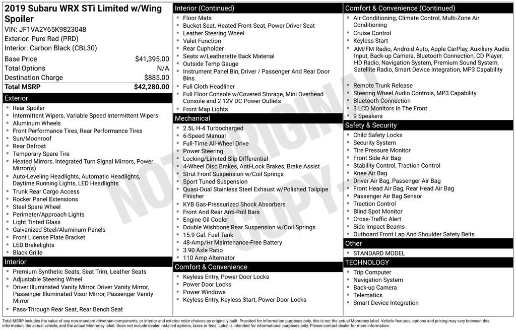 2019 Subaru WRX STi Limited