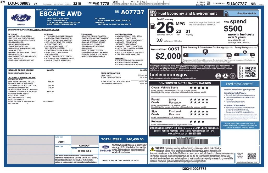 2025 Ford Escape Platinum